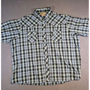 Wrangler Shirt Men 3XL Blue Plaid Pearl Snap Sawtooth Western Cowboy Rodeo Ranch